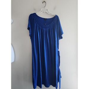 NWT Talbots Women Blue Jersey Knit T-Shirt Midi Tie Waist Dress size 3X
